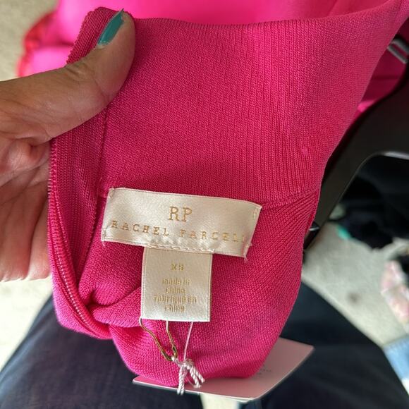 Rachel Parcell Bubble Hem retro 80s pink quirky Barbie mock neck dress size XS - Picture 8 of 10